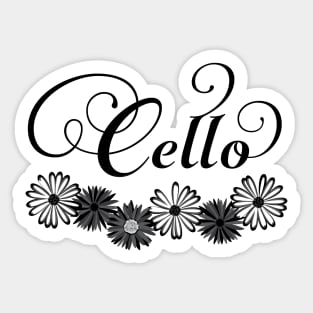 Cello Flowers Text Sticker